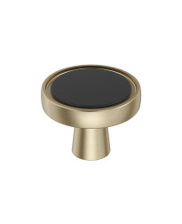 Mergence 1-3/8 inch (35mm) Diameter Matte Black/Golden Champagne Cabinet Knob