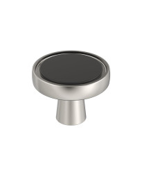 Mergence 1-3/8 inch (35mm) Diameter Matte Black/Polished Nickel Cabinet Knob