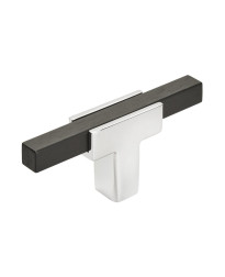 Urbanite 2-5/8 in (67 mm) Length Polished Chrome/Brushed Matte Black Cabinet Knob