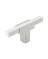 Urbanite 2-5/8 in (67 mm) Length Polished Chrome/White Cabinet Knob
