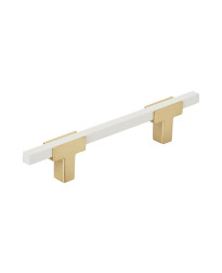 Urbanite 3-3/4 in (96 mm) Center-to-Center Brushed Gold/White Cabinet Pull