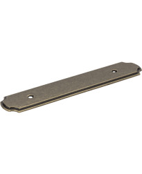 Backplates 3 3/4" Centers Plain Handle Backplate in Lightly Distressed Antique Brass