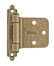 Variable Overlay Self-Closing, Face Mount Burnished Brass Hinge - 2 Pack