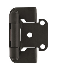 1/2in (13 mm) Overlay Self-Closing, Partial Wrap Flat Black Hinge - 2 Pack