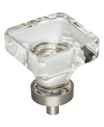 Harlow 1-3/8" Glass Cabinet Knob in Satin Nickel