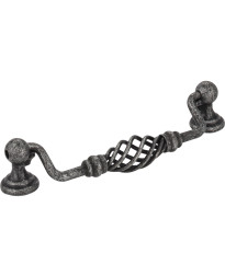 Zurich 5" Centers Twisted Iron Pull in Distressed Antique Silver