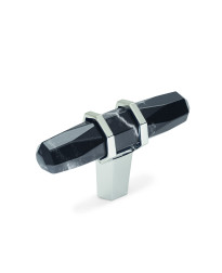 Carrione 2-1/2 in (64 mm) Length Marble Black/Polished Nickel Cabinet Knob