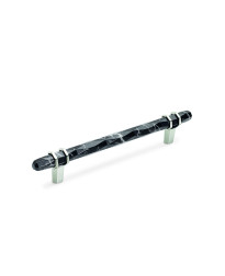 Carrione 6-5/16 in (160 mm) Center-to-Center Marble Black/Polished Nickel Cabinet Pull