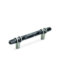 Carrione 3-3/4 in (96 mm) Center-to-Center Marble Black/Satin Nickel Cabinet Pull