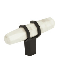 Carrione 2-1/2 in (64 mm) Length Marble White/Black Bronze Cabinet Knob