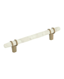 Carrione 5-1/16 in (128 mm) Center-to-Center Marble White/Golden Champagne Cabinet Pull