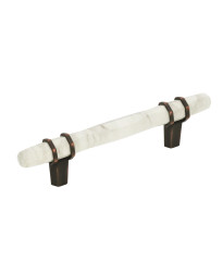 Carrione 3-3/4 in (96 mm) Center-to-Center Marble White/Oil-Rubbed Bronze Cabinet Pull