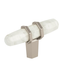 Carrione 2-1/2 in (64 mm) Length Marble White/Polished Nickel Cabinet Knob