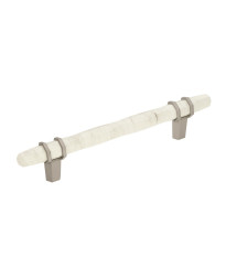 Carrione 5-1/16 in (128 mm) Center-to-Center Marble White/Satin Nickel Cabinet Pull