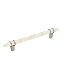 Carrione 6-5/16 in (160 mm) Center-to-Center Marble White/Satin Nickel Cabinet Pull