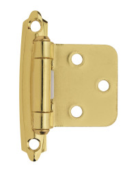 Variable Overlay Self-Closing, Face Mount Polished Brass Hinge - 2 Pack