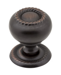 Rhodes 1 1/4" Diameter Steel Rope Knob with Backplate in Brushed Oil Rubbed Bronze