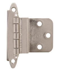 3/8in (10 mm) Inset Non Self-Closing, Face Mount Satin Nickel Hinge - 2 Pack