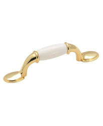 Allison Value 3 in (76 mm) Center-to-Center White/Polished Brass Cabinet Pull