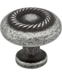 Lenior 1 1/4" Diameter Knob with Rope Detail in Distressed Antique Silver